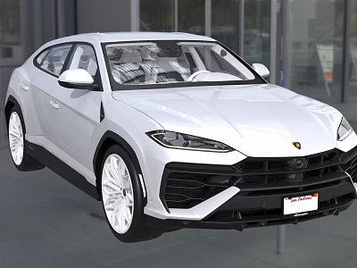 Sleek White Lamborghini SUV Car With Aerodynamic Design And Sporty Alloy Wheels 3d model
