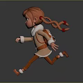 Female Elf Character With Red Hair Orange Pants And Brown Coat Running