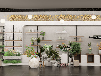 Modern flower shop florist shop green plant shopping mall store florist shop front desk flower arrangement model