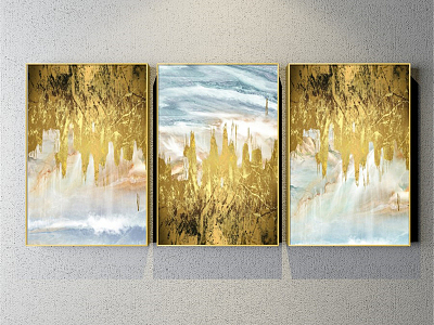 Modern abstract painting gold and silver living room abstract color block decorative painting model