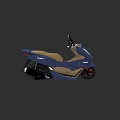 Blue And Brown Modern Scooter With Brown Seat Blue Body And Red Rims
