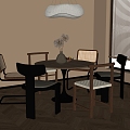 Dining Table and Chair Middle Style Dining Table and Chair 3d model