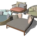Wicker Outdoor Sofa With Various Colors And Comfortable Cushions In Different Styles 3d model