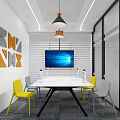 Modern Office Interior Design With Jindata Logo And Wavy White Wall Pattern