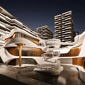 Hong Kong Land Modern Architectural Project With Spiral Staircase And Tall Buildings