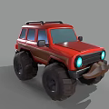 Red Off Road Vehicle with Large Tires and Roof Rack Stylish Exterior Design