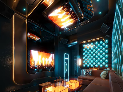 Luxury KTV Room With Neon Lights And Modern Decor 3d model