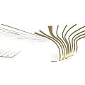 Golden Streamlined Art Installation With Curved Lines And Radiant Design Structure