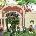 Modern Gate Community Entrance Gate 3d model