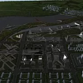 Aerial Planning of Modern Urban Landscape with River Buildings Roads and Green Spaces