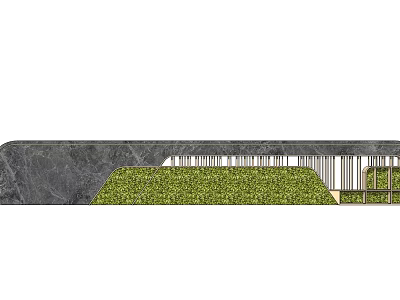 Modern Feature Wall Design With Gray Stone Surface And Green Lawn Area 3d model