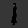 3D Rendered Character In Black Long Coat With Mask And Outstretched Arms Standing Pose