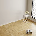 Modern Side Table with Marble Top Silver Frame Vase of White Tulips Book by Window