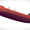 Red Gas Carrier Ship With Large Storage Tanks And Deck Equipment