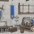 Armor Sword Cold Weapon Warehouse Movie Props 3d model