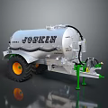 JOSKIN Silver Tanker Trailer Featuring Yellow Rimmed Wheels And Green Support Structure