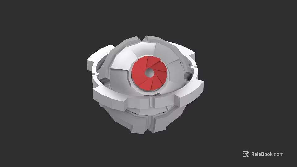 3D Model of Reptile Turtle Featuring Geometric White Shell and Red Center 3d model 