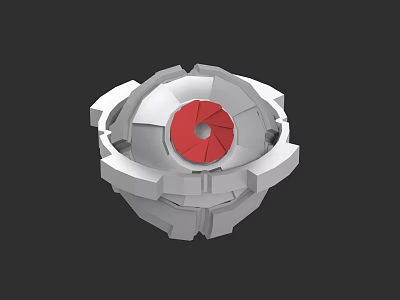 3D Model of Reptile Turtle Featuring Geometric White Shell and Red Center 3d model