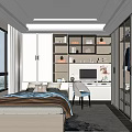 Modern Tatami Bedroom Interior With Storage Bed Desk And Window Lighting