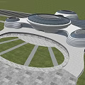 modern high-speed railway station 3d model