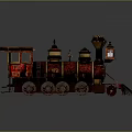Vintage Atlantic Express Steam Train Model With Red And Gold Accents