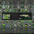 Green Plant Pattern Background Wall With Various Leaf Designs And Central Display Board