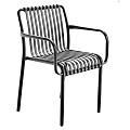 Modern Metal Frame Leisure Chair With Striped Backrest And Armrests Design