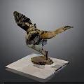 Eagle Sculpture With Spreading Wings In Dynamic Display Pose On Wooden Base 3d model