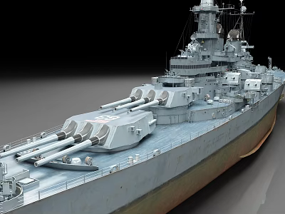 Battleship With Large Naval Guns Gray Hull And Military Deck Structure Design 3d model