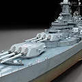 Battleship With Large Naval Guns Gray Hull And Military Deck Structure Design