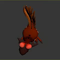 Vibrant Red Dinosaur Game Movie Character With Orange Tail Big Eyes Yellow Details And Claws
