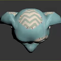 Light Blue Plush Doll With Big Eyes Zigzag Pattern Ears And Small Teeth