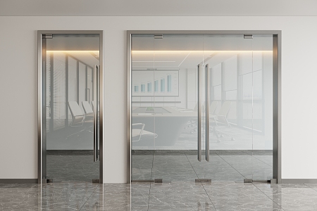 glass door glass double door glass single door 3d model