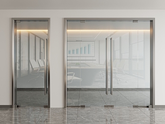 glass door glass double door glass single door 3d model