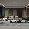 Modern Living Room Interior Design With Sofa Accent Chair Coffee Tables Rug And Plants