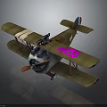 Vintage Brown Biplane With Detailed Pink Design Retro Wings And Classic Propeller Structure