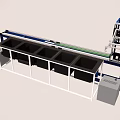 Heavy Duty Industrial Equipment with Blue Frame Long Processing Tank Green Conveyor and Black Container