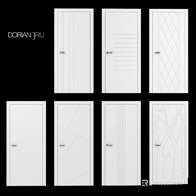 DORANT FJU White Door Collection With Various Modern Patterns And Designs 3d model 