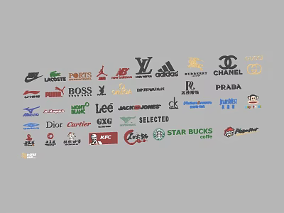 Brand Logos Collection Featuring Various Famous International Companies Designs 3d model