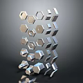 Modern Silver Hexagonal And Cubic Lighting Combination With Metallic Finish For Wall Decoration