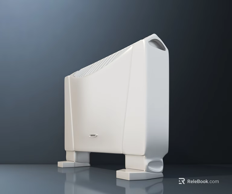 White Portable Electric Heater With Modern Design And Stable Base 3d model 