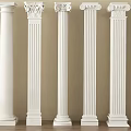 White Classical Decorative Columns Featuring Fluted Styles And Ornate Capitals For Interior Decoration