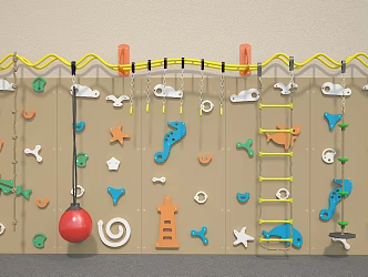 Kindergarten Outdoor Rock Climbing Wall Kids Creative Rock Climbing Wall Seafloor Theme Rock Climbing Wall Colorful Rock Climbing Wall 3d model