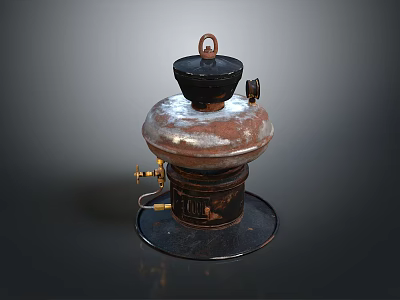 Vintage Computer Equipment Featuring Metal Parts Black Lid Handle And Round Base 3d model