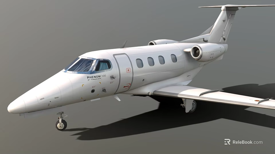 Small White Jet Aircraft With Multiple Windows Wing And Engine Parked On Ground 3d model 