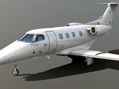 Small White Jet Aircraft With Multiple Windows Wing And Engine Parked On Ground 3d model