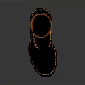 Black Stylish Ankle Boots With Golden Eyelets Yellow Stitching And Label