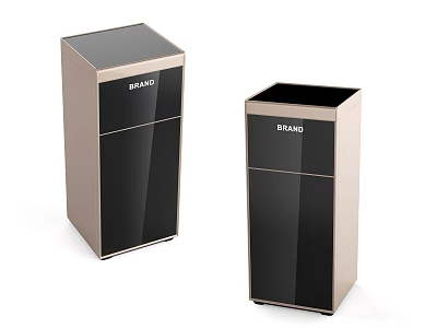 Two Modern Refrigerators With Black Glass Doors And Gold Frames For Kitchen Use 3d model