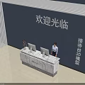 Modern Marble Reception Desk With Receptionist Two Computers And Welcoming Atmosphere 3d model