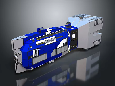 Blue And White Industrial Mechanical Device Featuring ITT Logo Panel Modules And Metallic Parts 3d model